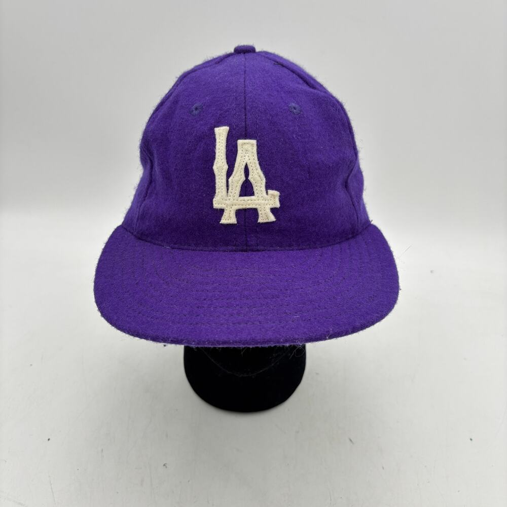 Vintage Ebbets Field Flannels Los Angeles Dodgers LA Wool Snapback Purple Hat